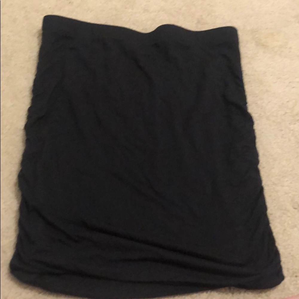 Black jersey mini skirt with side ruching